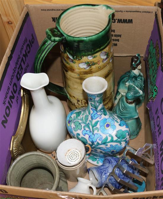 A group of mixed ceramics and metalware